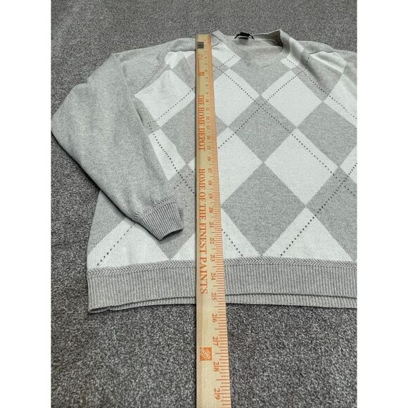 Nautica mens V-Neck pullover sweater sweater sz large cream argyle linen blend - Picture 6 of 12